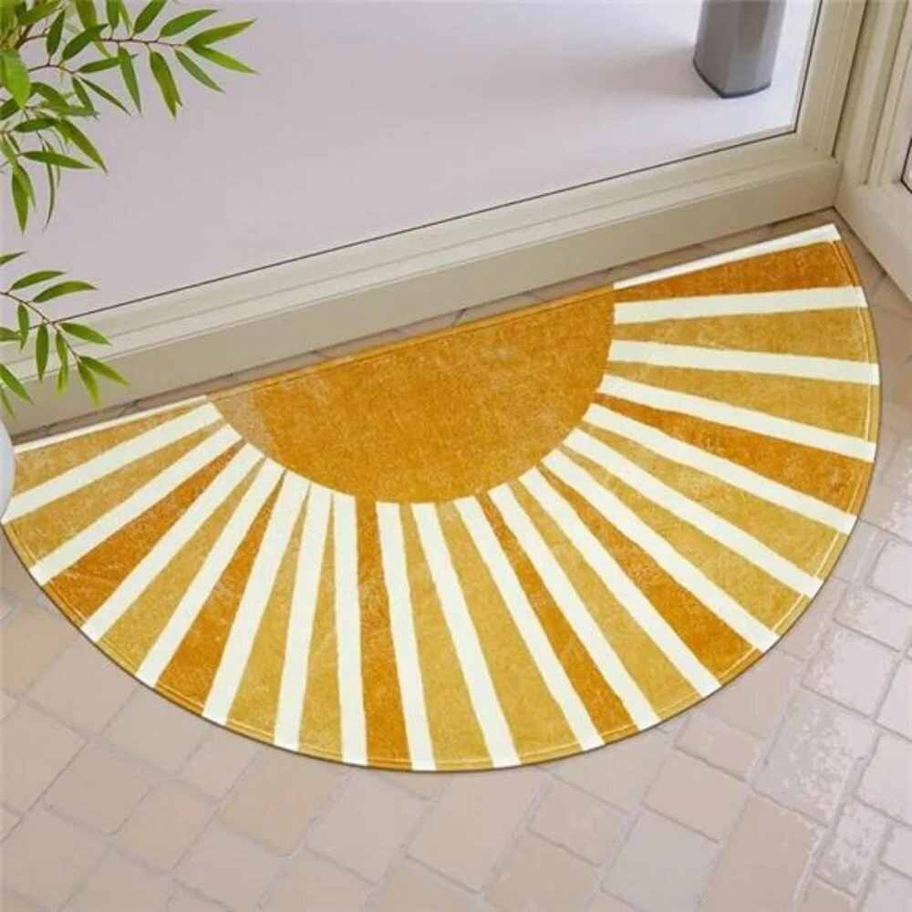 Boho Bathroom Rug Non Slip Washable Half Circle Mat Rainbow Door Mat Soft